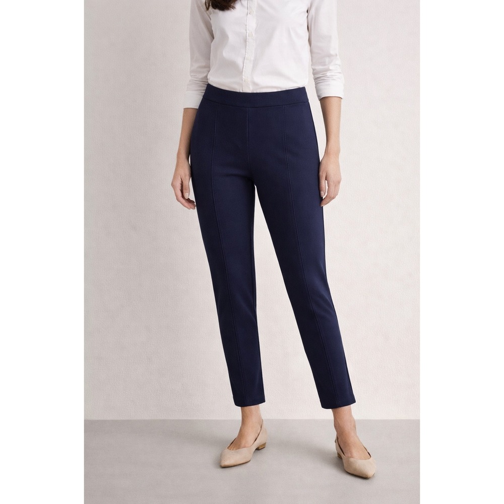 Boden Womens Navy Blue Ponte Knit Pull On Slim Leg Trousers US Size 8 Stretch